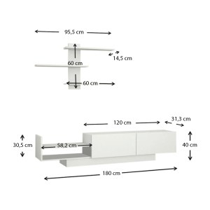 meg-GP042-0034,1-6 ΣΥΝΘΕΣΗ ΤΗΛΕΟΡΑΣΗΣ EGEMEN MEGAPAP ΧΡΩΜΑ ΛΕΥΚΟ 180X32X40ΕΚ.