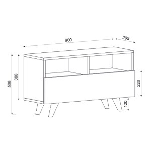 meg-GP042-0040,1-3 ΕΠΙΠΛΟ ΤΗΛΕΟΡΑΣΗΣ NOVELA MEGAPAP ΑΠΟ ΜΕΛΑΜΙΝΗ ΧΡΩΜΑ ΛΕΥΚΟ - ΚΑΡΥΔΙ 90X29,5X50ΕΚ.