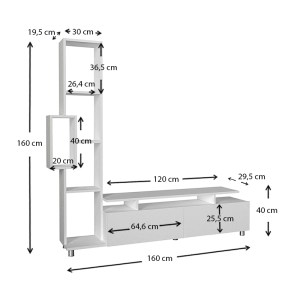 meg-GP042-0046,1-6 ΣΥΝΘΕΣΗ ΤΗΛΕΟΡΑΣΗΣ TULIP MEGAPAP ΧΡΩΜΑ ΛΕΥΚΟ 160X29,5X160ΕΚ.