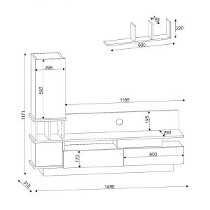 meg-GP042-0055,1-5 ΣΥΝΘΕΣΗ ΤΗΛΕΟΡΑΣΗΣ ALMERIA MEGAPAP ΧΡΩΜΑ ΛΕΥΚΟ - CORDOBA 149X29,5X117ΕΚ.