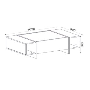 meg-GP042-0066,1-3 ΤΡΑΠΕΖΑΚΙ ΣΑΛΟΝΙΟΥ VEYRON MEGAPAP ΑΠΟ ΜΕΛΑΜΙΝΗ ΧΡΩΜΑ ΜΑΥΡΟ REBAB - ΜΑΥΡΟ ΕΦΕ ΜΑΡΜΑΡΟΥ 104X60X37,3ΕΚ.