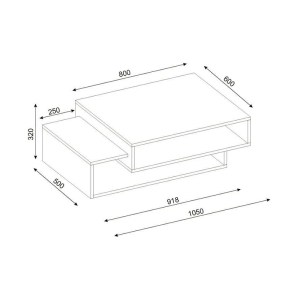 meg-GP042-0071,2-3 ΤΡΑΠΕΖΑΚΙ ΣΑΛΟΝΙΟΥ TAB MEGAPAP ΑΠΟ ΜΕΛΑΜΙΝΗ ΧΡΩΜΑ ΛΕΥΚΟ - CORDOBA 105X60X32ΕΚ.