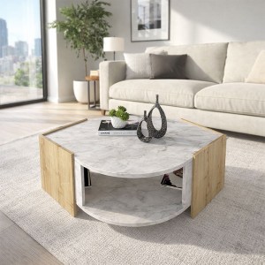 meg-GP042-0078,2-3 ΤΡΑΠΕΖΑΚΙ ΣΑΛΟΝΙΟΥ MARBEL MEGAPAP ΧΡΩΜΑ SAPPHIRE OAK - ΛΕΥΚΟ ΕΦΕ ΜΑΡΜΑΡΟΥ 75X75X40ΕΚ.