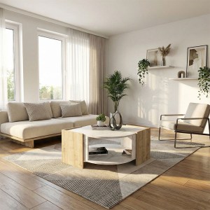 meg-GP042-0078,2-4 ΤΡΑΠΕΖΑΚΙ ΣΑΛΟΝΙΟΥ MARBEL MEGAPAP ΧΡΩΜΑ SAPPHIRE OAK - ΛΕΥΚΟ ΕΦΕ ΜΑΡΜΑΡΟΥ 75X75X40ΕΚ.