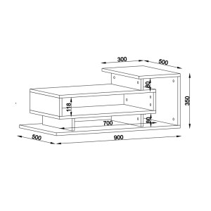 meg-GP042-0079,1-2 ΤΡΑΠΕΖΑΚΙ ΣΑΛΟΝΙΟΥ FLYNN MEGAPAP ΑΠΟ ΜΕΛΑΜΙΝΗ ΧΡΩΜΑ ΛΕΥΚΟ - ΚΑΡΥΔΙ 90X50X35ΕΚ.