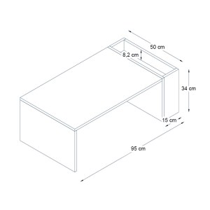 meg-GP042-0085,2-5 ΤΡΑΠΕΖΑΚΙ ΣΑΛΟΝΙΟΥ VIEW MEGAPAP ΧΡΩΜΑ ΛΕΥΚΟ - ΚΑΡΥΔΙ 95X50X34ΕΚ.