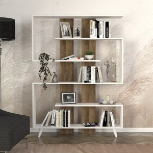meg-GP042-0098,1-2 ΒΙΒΛΙΟΘΗΚΗ RAIN MEGAPAP ΧΡΩΜΑ ΛΕΥΚΟ - ΚΑΡΥΔΙ 120X19,5X162ΕΚ.
