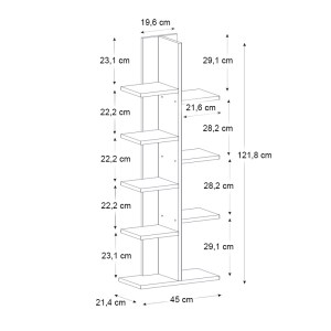 meg-GP042-0102,1-5 ΒΙΒΛΙΟΘΗΚΗ TREE MEGAPAP ΧΡΩΜΑ ΛΕΥΚΟ 45X21,4X121,8ΕΚ.