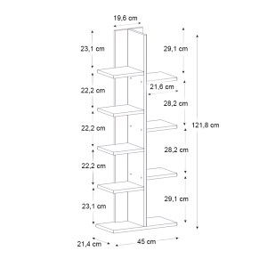 meg-GP042-0102,2-4 ΒΙΒΛΙΟΘΗΚΗ TREE MEGAPAP ΧΡΩΜΑ SAPPHIRE OAK 45X21,4X121,8ΕΚ.