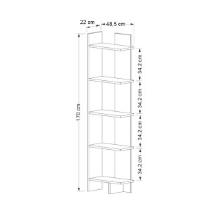 meg-GP042-0103,1-6 ΒΙΒΛΙΟΘΗΚΗ PERLA MEGAPAP ΧΡΩΜΑ ΛΕΥΚΟ 48X22X170ΕΚ.