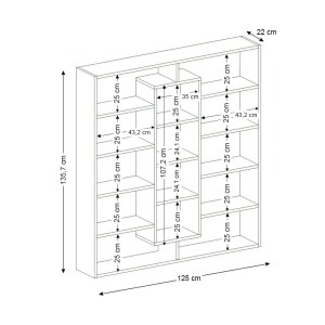 meg-GP042-0104,1-5 ΒΙΒΛΙΟΘΗΚΗ AMPLE MEGAPAP ΧΡΩΜΑ ΛΕΥΚΟ 125X22X135,7ΕΚ.