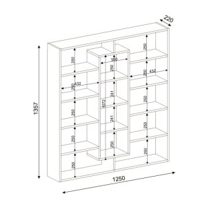 meg-GP042-0104,2-2 ΒΙΒΛΙΟΘΗΚΗ AMPLE MEGAPAP ΧΡΩΜΑ ΚΑΡΥΔΙ 125X22X135,7ΕΚ.