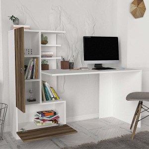 meg-GP042-0110,1-1 ΓΡΑΦΕΙΟ ΕΡΓΑΣΙΑΣ DOMINGO MEGAPAP ΑΠΟ ΜΕΛΑΜΙΝΗ ΧΡΩΜΑ ΛΕΥΚΟ - ΚΑΡΥΔΙ 149,5X60X120ΕΚ.