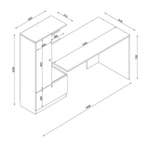 meg-GP042-0110,2-6 ΓΡΑΦΕΙΟ ΕΡΓΑΣΙΑΣ DOMINGO MEGAPAP ΑΠΟ ΜΕΛΑΜΙΝΗ ΧΡΩΜΑ ΛΕΥΚΟ 149,5X60X120ΕΚ.