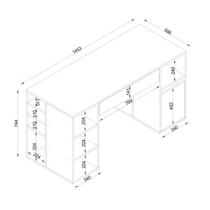 meg-GP042-0112,1-6 ΓΡΑΦΕΙΟ ΕΡΓΑΣΙΑΣ PONTUS MEGAPAP ΧΡΩΜΑ ΛΕΥΚΟ 145X60X74,4ΕΚ.