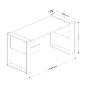 meg-GP042-0117,2-6 ΓΡΑΦΕΙΟ ΕΡΓΑΣΙΑΣ FERNANDO MEGAPAP ΑΠΟ ΜΕΛΑΜΙΝΗ ΧΡΩΜΑ ΛΕΥΚΟ - ΚΑΡΥΔΙ 158,4X60X72,2ΕΚ.