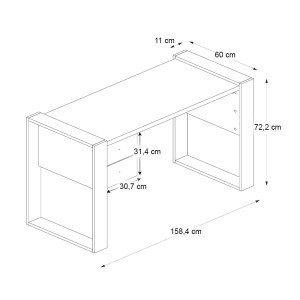 meg-GP042-0117,3-6 ΓΡΑΦΕΙΟ ΕΡΓΑΣΙΑΣ FERNANDO MEGAPAP ΧΡΩΜΑ ΑΝΘΡΑΚΙ - SAPPHIRE OAK 158,4X60X72,2ΕΚ.
