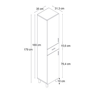 meg-GP042-0146,3-10 ΝΤΟΥΛΑΠΙ ΚΟΥΖΙΝΑΣ - ΜΠΑΝΙΟΥ SELINA MEGAPAP ΧΡΩΜΑ SENCRON BLACK 35X31X179ΕΚ.
