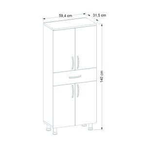 meg-GP042-0148,1-4 ΝΤΟΥΛΑΠΙ ΚΟΥΖΙΝΑΣ - ΜΠΑΝΙΟΥ MONTANA MEGAPAP ΧΡΩΜΑ ΛΕΥΚΟ 59,4X31,5X140ΕΚ.