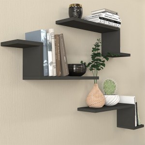 meg-GP042-0159,2-4 ΡΑΦΙΕΡΑ ΤΟΙΧΟΥ LOWA MEGAPAP 3 ΤΕΜΑΧΙΩΝ ΧΡΩΜΑ ΑΝΘΡΑΚΙ 57,7X14,5X18ΕΚ.