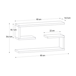 meg-GP042-0160,1-4 ΡΑΦΙΕΡΑ ΤΟΙΧΟΥ JENIKA MEGAPAP 2 ΤΕΜΑΧΙΩΝ ΧΡΩΜΑ ΛΕΥΚΟ 60X14,5X18ΕΚ.