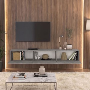 meg-GP042-0169,10-3 ΕΠΙΠΛΟ ΤΗΛΕΟΡΑΣΗΣ ΕΠΙΤΟΙΧΙΟ DAMLA MEGAPAP ΜΕ LED ΧΡΩΜΑ ΓΚΡΙ ΣΚΥΡΟΔΕΜΑΤΟΣ 180X29,5X29,5ΕΚ.