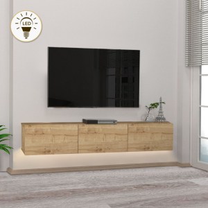 meg-GP042-0169,2-0 ΕΠΙΠΛΟ ΤΗΛΕΟΡΑΣΗΣ ΕΠΙΤΟΙΧΙΟ DAMLA MEGAPAP ΑΠΟ ΜΕΛΑΜΙΝΗ ΜΕ LED ΧΡΩΜΑ SAPPHIRE OAK 180X29,5X29,5ΕΚ.