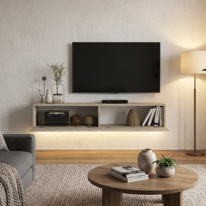 meg-GP042-0170,8-3 ΕΠΙΠΛΟ ΤΗΛΕΟΡΑΣΗΣ ΕΠΙΤΟΙΧΙΟ ARISTO MEGAPAP ΜΕ LED ΧΡΩΜΑ TRAVERTINE 135X31,6X25ΕΚ.