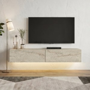 meg-GP042-0170,8-4 ΕΠΙΠΛΟ ΤΗΛΕΟΡΑΣΗΣ ΕΠΙΤΟΙΧΙΟ ARISTO MEGAPAP ΜΕ LED ΧΡΩΜΑ TRAVERTINE 135X31,6X25ΕΚ.