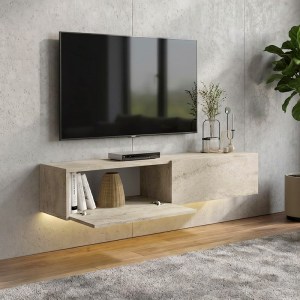 meg-GP042-0170,8-5 ΕΠΙΠΛΟ ΤΗΛΕΟΡΑΣΗΣ ΕΠΙΤΟΙΧΙΟ ARISTO MEGAPAP ΜΕ LED ΧΡΩΜΑ TRAVERTINE 135X31,6X25ΕΚ.