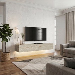 meg-GP042-0170,8-7 ΕΠΙΠΛΟ ΤΗΛΕΟΡΑΣΗΣ ΕΠΙΤΟΙΧΙΟ ARISTO MEGAPAP ΜΕ LED ΧΡΩΜΑ TRAVERTINE 135X31,6X25ΕΚ.