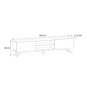 meg-GP042-0171,1-4 ΕΠΙΠΛΟ ΤΗΛΕΟΡΑΣΗΣ JARVIS MEGAPAP ΑΠΟ ΜΕΛΑΜΙΝΗ ΧΡΩΜΑ ΛΕΥΚΟ 180X31,3X58ΕΚ.