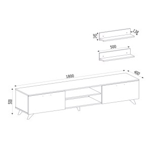 meg-GP042-0177,1-4 ΕΠΙΠΛΟ ΤΗΛΕΟΡΑΣΗΣ GEACLES MEGAPAP ΑΠΟ ΜΕΛΑΜΙΝΗ ΧΡΩΜΑ ΚΑΡΥΔΙ - ΜΑΥΡΟ ΕΦΕ ΜΑΡΜΑΡΟΥ 180X40X50ΕΚ.