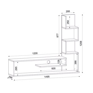 meg-GP042-0183,1-3 ΕΠΙΠΛΟ ΤΗΛΕΟΡΑΣΗΣ METEHAN MEGAPAP ΑΠΟ ΜΕΛΑΜΙΝΗ ΧΡΩΜΑ ΛΕΥΚΟ - SAPPHIRE OAK 149,5X29,5X120ΕΚ.