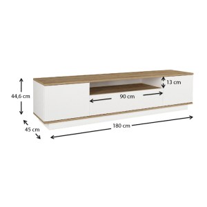 meg-GP042-0184,1-4 ΕΠΙΠΛΟ ΤΗΛΕΟΡΑΣΗΣ FEDYA MEGAPAP ΧΡΩΜΑ ΛΕΥΚΟ - SAPPHIRE OAK 180X45X44,6ΕΚ.