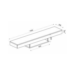 meg-GP042-0186,3-3 ΕΠΙΠΛΟ ΤΗΛΕΟΡΑΣΗΣ ΕΠΙΤΟΙΧΙΟ ALBARES MEGAPAP ΑΠΟ ΜΕΛΑΜΙΝΗ ΜΕ LED ΧΡΩΜΑ ΜΑΥΡΟ 150X29,6X22ΕΚ.