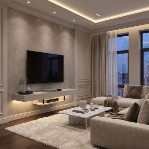 meg-GP042-0186,7-5 ΕΠΙΠΛΟ ΤΗΛΕΟΡΑΣΗΣ ΕΠΙΤΟΙΧΙΟ ALBARES MEGAPAP ΜΕ LED ΧΡΩΜΑ SANDSTONE 150X29,6X22ΕΚ.