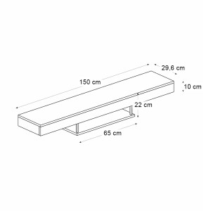 meg-GP042-0186,7-7 ΕΠΙΠΛΟ ΤΗΛΕΟΡΑΣΗΣ ΕΠΙΤΟΙΧΙΟ ALBARES MEGAPAP ΜΕ LED ΧΡΩΜΑ SANDSTONE 150X29,6X22ΕΚ.