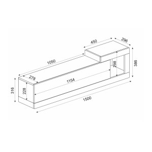meg-GP042-0187,1-4 ΕΠΙΠΛΟ ΤΗΛΕΟΡΑΣΗΣ ΕΠΙΤΟΙΧΙΟ VOLARE MEGAPAP ΑΠΟ ΜΕΛΑΜΙΝΗ ΧΡΩΜΑ SAPPHIRE OAK - ΑΝΘΡΑΚΙ 150X29,6X38,6ΕΚ.