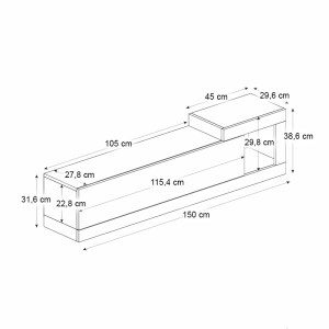 meg-GP042-0187,4-5 ΕΠΙΠΛΟ ΤΗΛΕΟΡΑΣΗΣ ΕΠΙΤΟΙΧΙΟ VOLARE MEGAPAP ΧΡΩΜΑ ΚΑΡΥΔΙ - ΜΑΥΡΟ 150X29,6X38,6ΕΚ.