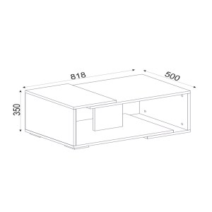 meg-GP042-0189,1-3 ΤΡΑΠΕΖΑΚΙ ΣΑΛΟΝΙΟΥ MARETA MEGAPAP ΑΠΟ ΜΕΛΑΜΙΝΗ ΧΡΩΜΑ ΛΕΥΚΟ 81,8X50X35ΕΚ.