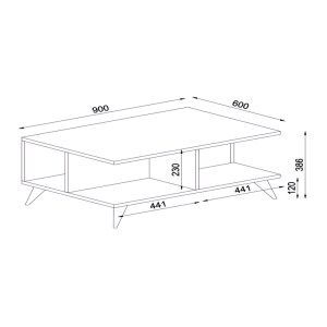 meg-GP042-0190,1-4 ΤΡΑΠΕΖΑΚΙ ΣΑΛΟΝΙΟΥ SEDRA MEGAPAP ΑΠΟ ΜΕΛΑΜΙΝΗ ΧΡΩΜΑ ΛΕΥΚΟ 90X60X38,6ΕΚ.