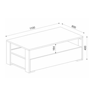 meg-GP042-0193,1-4 ΤΡΑΠΕΖΑΚΙ ΣΑΛΟΝΙΟΥ BALINA MEGAPAP ΑΠΟ ΜΕΛΑΜΙΝΗ ΧΡΩΜΑ ΛΕΥΚΟ 110X60X40ΕΚ.