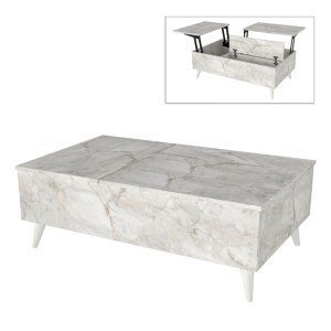 meg-GP042-0194,6-0 ΤΡΑΠΕΖΑΚΙ ΣΑΛΟΝΙΟΥ ROY MEGAPAP ΜΕ ΣΕΡΒΙΤΟΡΟ ΧΡΩΜΑ ΛΕΥΚΟ ΕΦΕ ΜΑΡΜΑΡΟΥ 121X69X40ΕΚ.