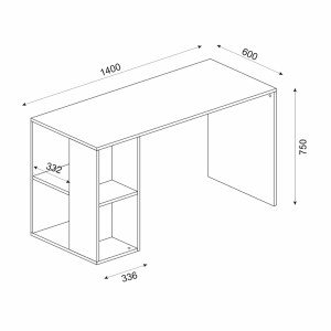 meg-GP042-0202,1-4 ΓΡΑΦΕΙΟ ΕΡΓΑΣΙΑΣ CORAL MEGAPAP ΑΠΟ ΜΕΛΑΜΙΝΗ ΧΡΩΜΑ ΛΕΥΚΟ - ΚΑΡΥΔΙ 140X60X75ΕΚ.