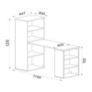 meg-GP042-0203,1-7 ΓΡΑΦΕΙΟ ΕΡΓΑΣΙΑΣ ΠΟΛΥΜΟΡΦΙΚΟ LAST MEGAPAP ΑΠΟ ΜΕΛΑΜΙΝΗ ΧΡΩΜΑ ΛΕΥΚΟ 119X44,7X123ΕΚ.