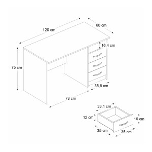 meg-GP042-0204,3-5 ΓΡΑΦΕΙΟ ΕΡΓΑΣΙΑΣ ELDORIS MEGAPAP ΧΡΩΜΑ ΚΑΡΥΔΙ 120X60X75ΕΚ.