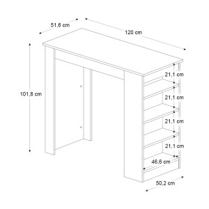 meg-GP042-0211,3-5 ΤΡΑΠΕΖΙ ΜΠΑΡ MONACO MEGAPAP ΧΡΩΜΑ ΚΑΡΥΔΙ - ΜΑΥΡΟ ΕΦΕ ΜΑΡΜΑΡΟΥ 120X51,6X101,8ΕΚ.