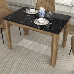 meg-GP042-0212,3-0 ΤΡΑΠΕΖΙ DARLEN MEGAPAP ΧΡΩΜΑ ΚΑΡΥΔΙ - ΜΑΥΡΟ ΕΦΕ ΜΑΡΜΑΡΟΥ 110X72X74ΕΚ.