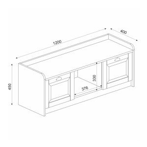 meg-GP042-0214,1-4 ΠΑΠΟΥΤΣΟΘΗΚΗ ΜΕΛΑΜΙΝΗΣ RAYNE MEGAPAP ΧΡΩΜΑ ΛΕΥΚΟ - ΜΑΥΡΟ ΕΦΕ ΜΑΡΜΑΡΟΥ 120X40X45ΕΚ.
